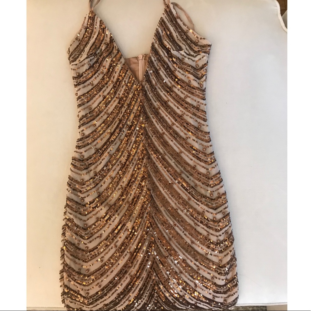 Ohpolly Embellished bronze dress